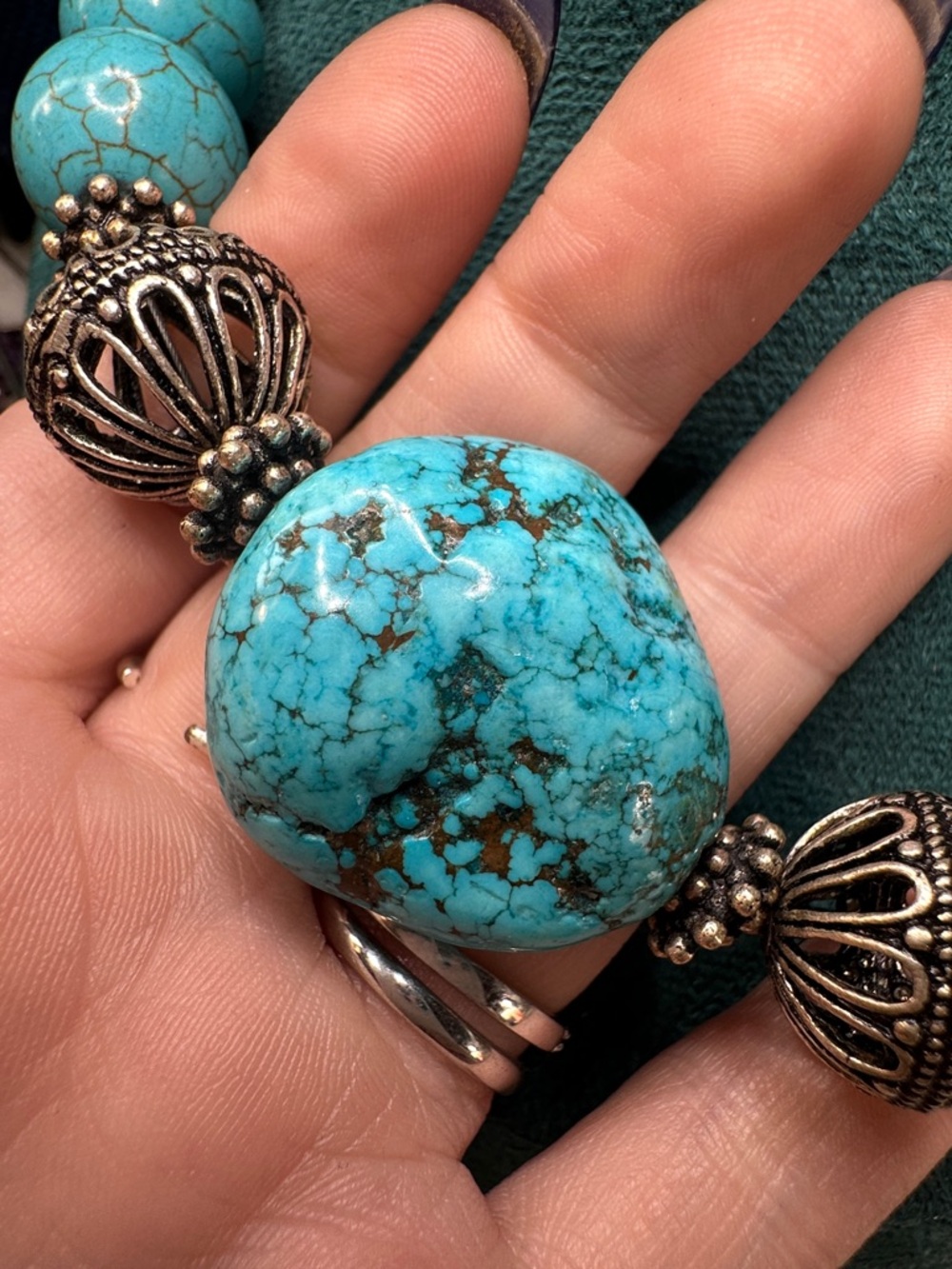 Southwestern Style Blue Gemstone Necklace - Picture 2 of 8